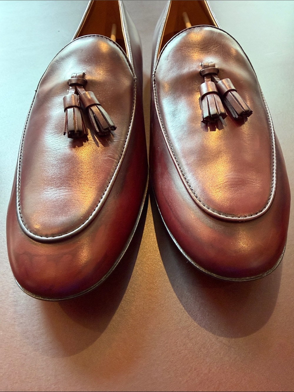 Tod's Burgundy Leather Loafers with Tassels - Picture 15 of 16